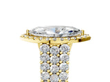 Yellow gold Marquise Cut Halo Pavé Diamond Engagement Ring with Split Shank and Four-Prong Setting_8