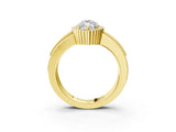 Yellow gold Marquise Cut Halo Pave Band Four-Prong Ring_64