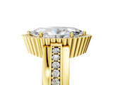Yellow gold Marquise Cut Halo Pave Band Four-Prong Ring_66
