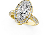 Yellow gold Marquise Cut Halo Pave Band Four-Prong Setting Ring_39
