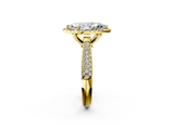 Yellow gold Marquise Cut Halo Pave Band Four-Prong Setting Ring_40