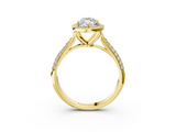 Yellow gold Marquise Cut Halo Pave Band Four-Prong Setting Ring_41