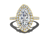 Yellow gold Marquise Cut Halo Pave Diamond Engagement Ring with Four-Prong Setting_3