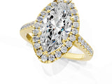 Yellow gold Marquise Cut Halo Pave Diamond Engagement Ring with Four-Prong Setting_4