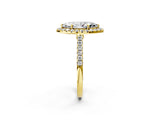 Yellow gold Marquise Cut Halo Pave Diamond Engagement Ring with Four-Prong Setting_5