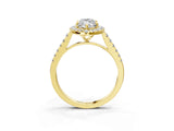 Yellow gold Marquise Cut Halo Pave Diamond Engagement Ring with Four-Prong Setting_6