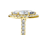 Yellow gold Marquise Cut Halo Pave Diamond Engagement Ring with Four-Prong Setting_8
