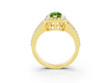 Yellow gold Marquise Cut Halo Peridot Ring with Split Shank and Four-Prong Setting_3