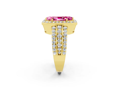 Yellow gold Marquise Cut Halo Pink Sapphire Ring with Split Shank and Four-Prong Setting_26