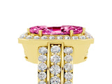 Yellow gold Marquise Cut Halo Pink Sapphire Ring with Split Shank and Four-Prong Setting_29