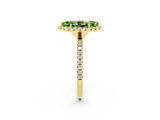 Yellow gold Marquise Cut Halo Round Diamond Pavé Band Four-Prong Ring_2