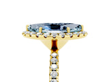 Yellow gold Marquise Cut Halo Round Diamond Pavé Band Four-Prong Ring_5