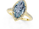 Yellow gold Marquise Cut Halo Round Diamond Pavé Band with Four-Prong Setting_1