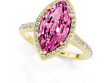 Yellow gold Marquise Cut Halo Round Diamond Pavé Band with Four-Prong Setting_1