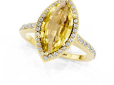 Yellow gold Marquise Cut Halo Round Diamond Pavé Band with Four-Prong Setting_1