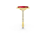 Yellow gold Marquise Cut Halo Round Diamond Pavé Band with Four-Prong Setting_2