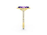 Yellow gold Marquise Cut Halo Round Diamond Pavé Band with Four-Prong Setting_2