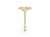 Yellow gold Marquise Cut Halo Round Diamond Pavé Band with Four-Prong Setting_2
