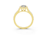 Yellow gold Marquise Cut Halo Round Diamond Pavé Band with Four-Prong Setting_3