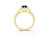 Yellow gold Marquise Cut Halo Round Diamond Pavé Band with Four-Prong Setting_3
