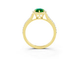Yellow gold Marquise Cut Halo Round Diamond Pavé Band with Four-Prong Setting_3