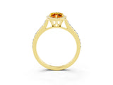 Yellow gold Marquise Cut Halo Round Diamond Pavé Band with Four-Prong Setting_3