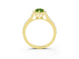 Yellow gold Marquise Cut Halo Round Diamond Pavé Band with Four-Prong Setting_3