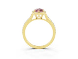 Yellow gold Marquise Cut Halo Round Diamond Pavé Band with Four-Prong Setting_3