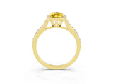Yellow gold Marquise Cut Halo Round Diamond Pavé Band with Four-Prong Setting_3