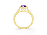 Yellow gold Marquise Cut Halo Round Diamond Pavé Band with Four-Prong Setting_3
