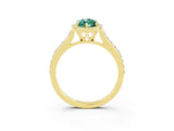 Yellow gold Marquise Cut Halo Round Diamond Pavé Band with Four-Prong Setting_3