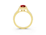 Yellow gold Marquise Cut Halo Round Diamond Pavé Band with Four-Prong Setting_3