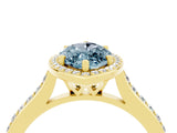 Yellow gold Marquise Cut Halo Round Diamond Pavé Band with Four-Prong Setting_4
