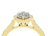 Yellow gold Marquise Cut Halo Round Diamond Pavé Band with Four-Prong Setting_4