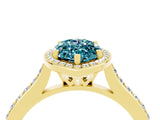 Yellow gold Marquise Cut Halo Round Diamond Pavé Band with Four-Prong Setting_4