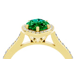 Yellow gold Marquise Cut Halo Round Diamond Pavé Band with Four-Prong Setting_4