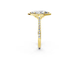 Yellow gold Marquise Cut Halo Round Diamond Pavé Band with Four-Prong Setting_5