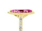 Yellow gold Marquise Cut Halo Round Diamond Pavé Band with Four-Prong Setting_5