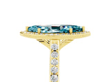 Yellow gold Marquise Cut Halo Round Diamond Pavé Band with Four-Prong Setting_5