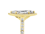 Yellow gold Marquise Cut Halo Round Diamond Pavé Band with Four-Prong Setting_5