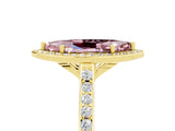 Yellow gold Marquise Cut Halo Round Diamond Pavé Band with Four-Prong Setting_5