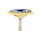 Yellow gold Marquise Cut Halo Round Diamond Pavé Band with Four-Prong Setting_5