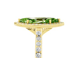 Yellow gold Marquise Cut Halo Round Diamond Pavé Band with Four-Prong Setting_5