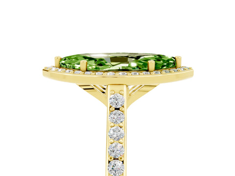 Yellow gold Marquise Cut Halo Round Diamond Pavé Band with Four-Prong Setting_5