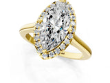 Yellow gold Marquise Cut Halo Round Diamond Solitaire Engagement Ring with Pave Band and Four-Prong Setting_16