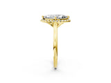 Yellow gold Marquise Cut Halo Round Diamond Solitaire Engagement Ring with Pave Band and Four-Prong Setting_17