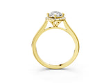 Yellow gold Marquise Cut Halo Round Diamond Solitaire Engagement Ring with Pave Band and Four-Prong Setting_18