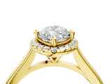 Yellow gold Marquise Cut Halo Round Diamond Solitaire Engagement Ring with Pave Band and Four-Prong Setting_19