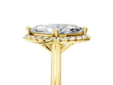 Yellow gold Marquise Cut Halo Round Diamond Solitaire Engagement Ring with Pave Band and Four-Prong Setting_20