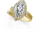 Yellow gold Marquise Cut Halo Round Diamond Twist Band with Four-Prong Setting_16